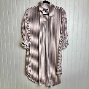 Torrid mauve stripe open front shirt kimono 3/4 sleeve size medium/large A34